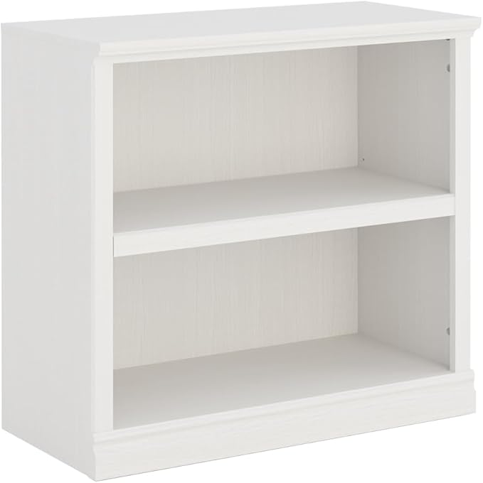 30" Bookcase, White Floor Standing Bookshelf, 2-Tier Display Shelves Open Storage Organizer, Book Case for Living Room Hallway Kitchen Home Office Bedroom, White 2 Tiers-CasaMuseHome