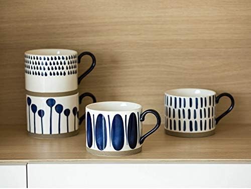 Koja 15 oz. Elegant Hand Painted Decorative Large Porcelain Ceramic Mug Set. 4 Decorative Mugs. Colorful Gift Pack. Impress & Entertain Family & Guests. Dishwasher Microwave Safe.-CasaMuseHome