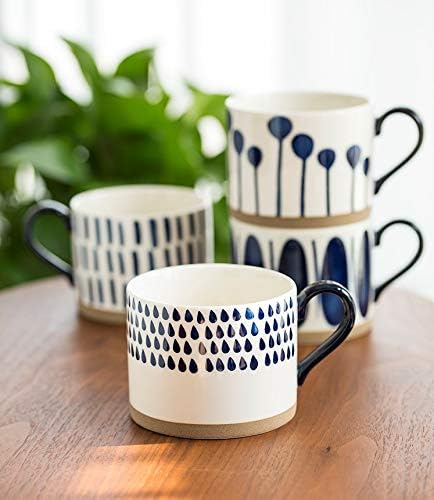 Koja 15 oz. Elegant Hand Painted Decorative Large Porcelain Ceramic Mug Set. 4 Decorative Mugs. Colorful Gift Pack. Impress & Entertain Family & Guests. Dishwasher Microwave Safe.-CasaMuseHome