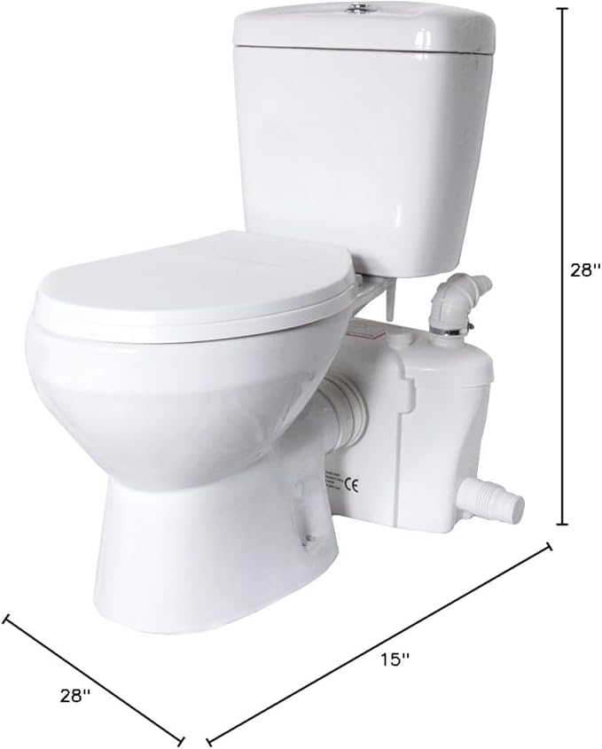800W/1+HP American Round Macerating Toilet Kit with Macerator Pump for Basement Toilet System, 3-Piece Kit by Lift Assure-CasaMuseHome