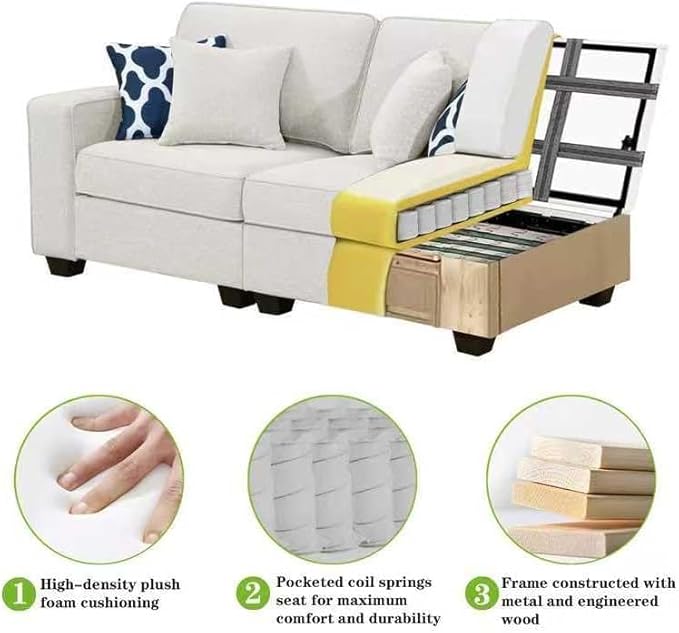 L Lengend Vansen Modular Sectional Sofa U Shaped Couch with Ottoman Modern Reversible Corner Sectional Couch for Living Room (Cream, U Shaped Sofa-6)-CasaMuseHome