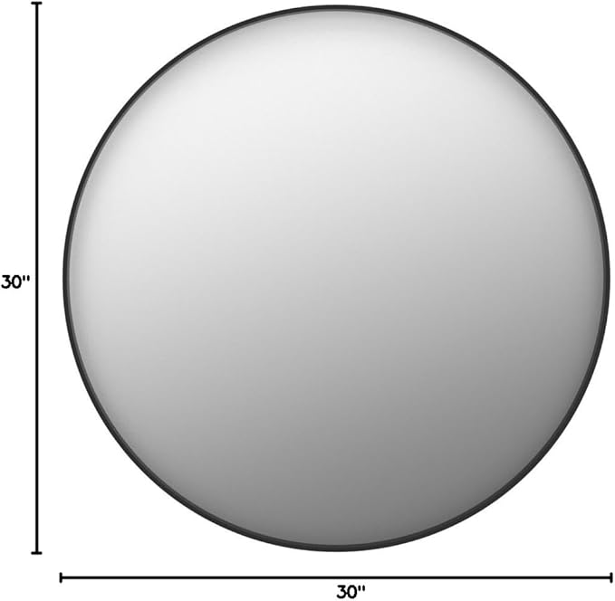 30 Inch Round Bathroom Mirror - Wall Mounted Circle Mirror with Metal Frame, Modern Mirror Suitable for Bathroom, Vanity, Entryway, Living Room, Wall Decor,Black-CasaMuseHome