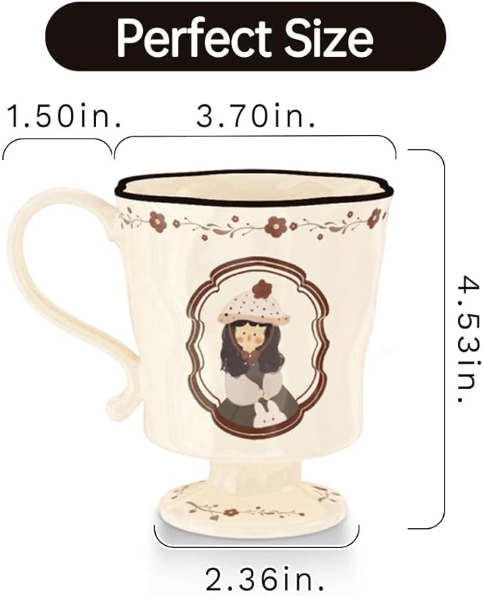 360ml -12.17oz Painted Cute Ceramic Mug - Cute Coffee Cup for Espresso,Macchiato,Latte - Gift for Women, Dishwasher Safe-CasaMuseHome