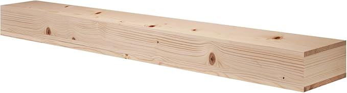 60x8x3 Fireplace Mantel - Handcrafted Hollow Rustic Solid Wood Wall Mounted Floating Shelf - DIY Color - with Invisible Heavy Duty Wood Bracket-CasaMuseHome