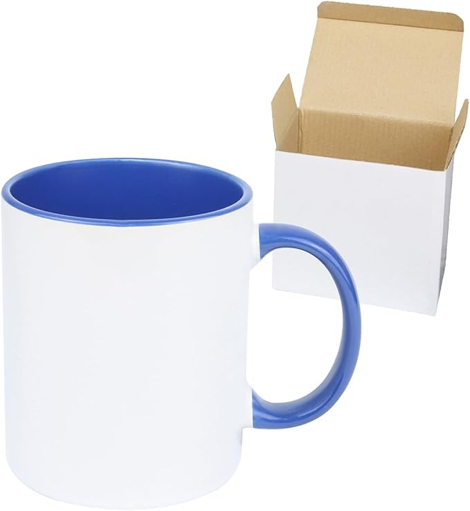 11oz White Ceramic Sublimation Coffee Mug in White Gift Box, 6 New Mixed Colors, Case of 6-CasaMuseHome