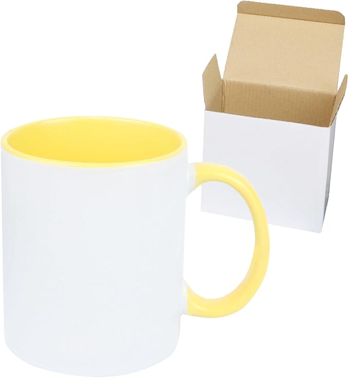 11oz White Ceramic Sublimation Coffee Mug in White Gift Box (6 Mixed Colors, 12)-CasaMuseHome