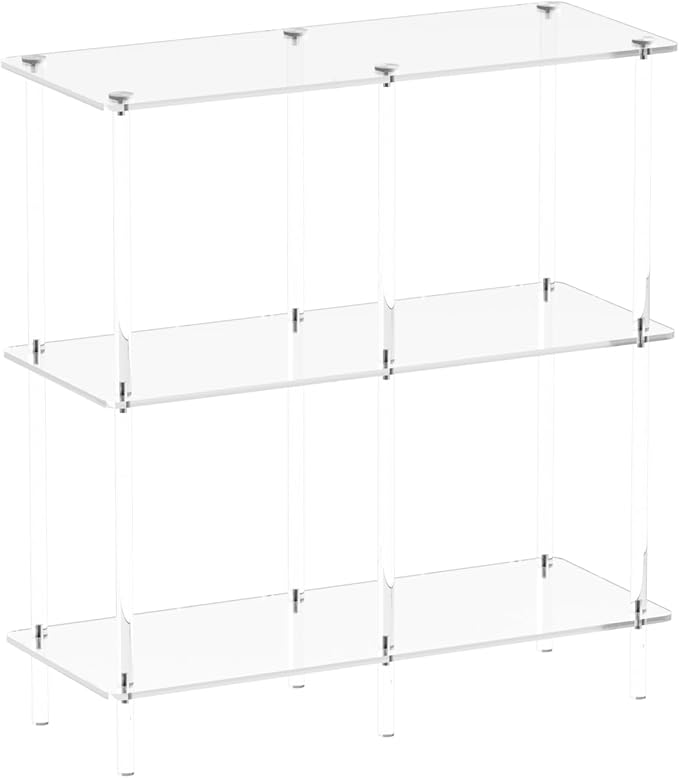 Acrylic Console Table, 29.53" Modern Entryway Table with Storage Shelves, 3 Tier Layer Storage for Foyer, Living Room, Clear.-CasaMuseHome