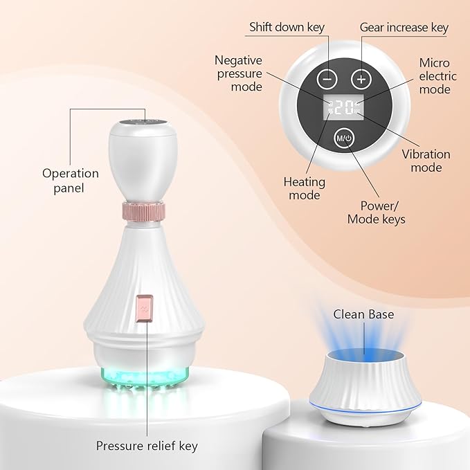 KTS Smart Cupping Therapy Set with Clean Base, 4-in-1 Electric Cupping Therapy Massager, Multi-Function Vacuum Therapy for Pain Relief, Blood Circulation