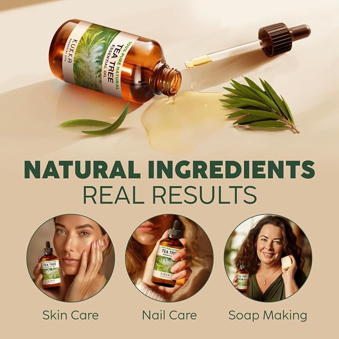 KUKKA essential oils 100% Pure & Natural Tea Tree Oil for Skin, Hair, Toenails, Aromatherapy, & Soap Making Scent (4 fl oz/118 ml)