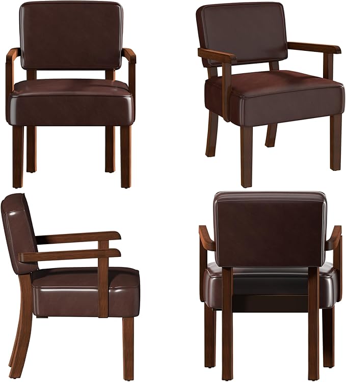 Accent Chair, PU Leather Living Room Chairs Oversize with Soft Seat and Armrests for Living Room Dinning Room Bedroom Reading Room Waiting Room-CasaMuseHome