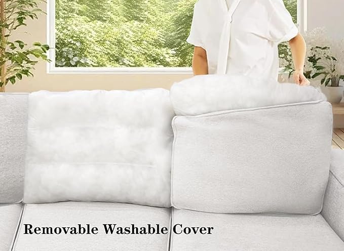 L Lengend Vansen Modular Sectional Sofa U Shaped Couch with Ottoman Modern Reversible Corner Sectional Couch for Living Room (Cream, U Shaped Sofa-6)-CasaMuseHome