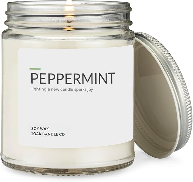 1OAK Soy Wax Scented Candles - Peppermint Candle - Scented Candles for Home (7oz.)-CasaMuseHome