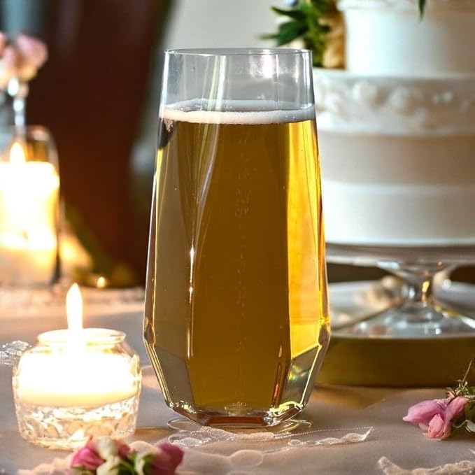 48 Pack Diamond Unbreakable Stemless Plastic Wine Stemless Toasting coacktail Glasses, Durable 9 Oz BPA-Free Disposable Champagne Flutes for Weddings, Bars, Events, and Celebrations (Clear)-CasaMuseHome