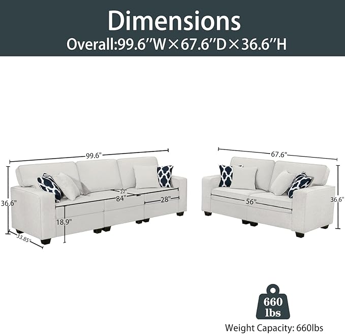 L Lengend Vansen Modular Sectional Sofa U Shaped Couch with Ottoman Modern Reversible Corner Sectional Couch for Living Room (Cream, 2+3)-CasaMuseHome