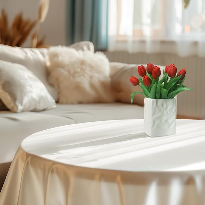 15pcs Artificial Tulips Flowers, Fake Tulips Real Touch, Faux Latex Bouquets, for Party Wedding Home Room Decoration (Red)-CasaMuseHome