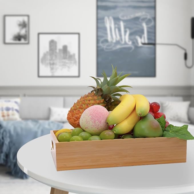 2 Pack Bamboo Lid Holder Food Container, Kitchen Organizer with 5 Adjustable Dividers, Cabinet Organizer for Food, Kitchen Gadget, Container Lids-CasaMuseHome