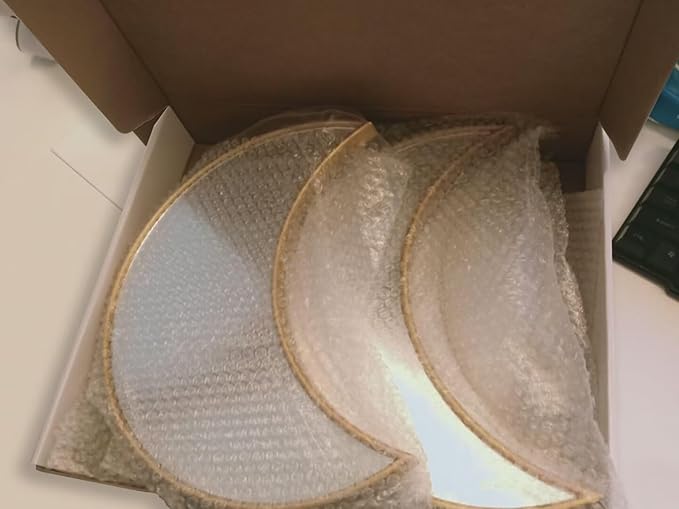 5 pcs Scandinavian Natural Decor Acrylic Moonphase Mirrors Interior Design Moon Phase Mirror Bohemian Wall Decoration for Home Living Room Bedroom Decor - No Need to Punch (Gold)-CasaMuseHome