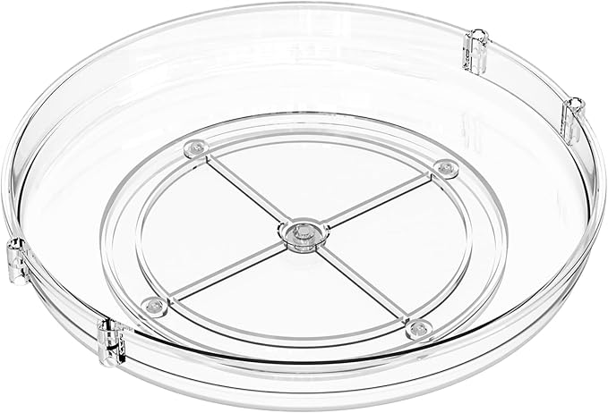 9.5" W Acrylic Clear Lazy Susan Turntable for Cabinet,Kitchen Countertop,Refrigerator and Pantry Organization Storage,1 Tier Small Spinning Organizer for Vitamin,Medicine,Spice Rack & Organization-CasaMuseHome