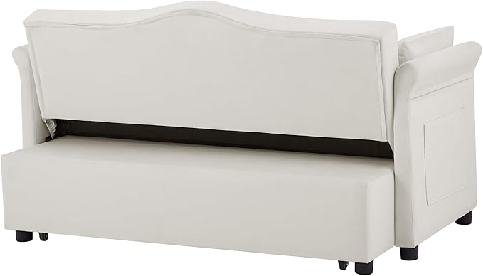 58" Velvet Sofa Bed, 3-in-1 Convertible Pull-Out Sleeper Sofa & Couch with Storage Bag and Adjustable Backrest,Perfect for Small Spaces, Living Room, or Office-CasaMuseHome