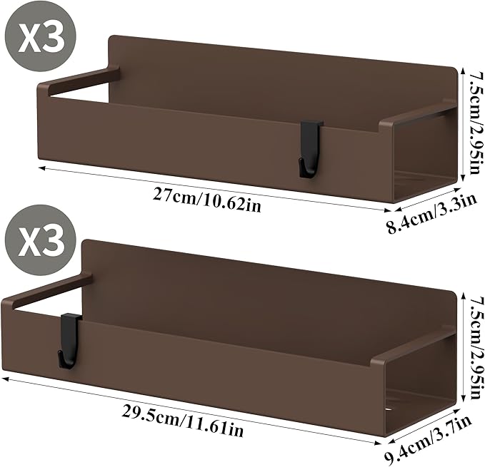 6 Pack Magnetic Spice Rack Organizer for Refrigerator and Oven, Brown Fridge Organizers and Storage for Kitchen-CasaMuseHome