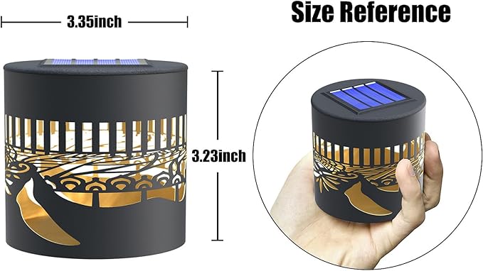 4 Pack Solar Fence Lights Metal Solar Powered Outdoor Wall Deck Step Lights Zen Theme Waterproof Fence Light for Garden Post Patio Backyard Yard Decor, Gardening Gifts for Women Mom Grandma-CasaMuseHome