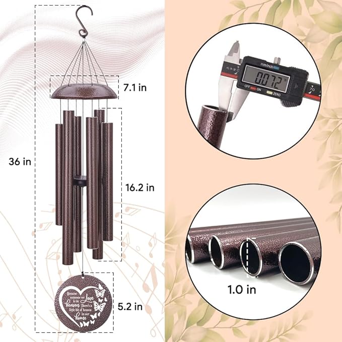 45inch Personalized Wind Chimes, Metal Memorial Wind Chimes, Heart Butterfly Wind Chime for Loss of Loved Dad/Mom, Sympathy Memorial Gifts Wind Chime Deep Tone Outdoor Decorations-CasaMuseHome