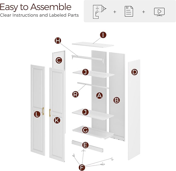 71" Metal Armoire Wardrobe Closet with 2 Doors, Tall Wardrobe Cabinet with Hanging Rod and Adjustable Shelves, White Clothing Storage Cabinets for Bedroom, Laundry Room, Home Office-CasaMuseHome