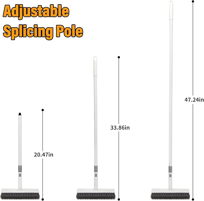 Scrub Brush Floor Brush with Long Handle,Double-Sided V-Shaped Scrub Brush,Shower Floor Scrubber for Cleaning, Tile Scrub Brush with Stiff Bristles, 52'-CasaMuseHome