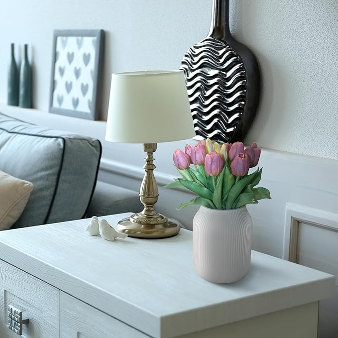 15pcs Artificial Tulips Flowers, Fake Tulips Real Touch, Faux Latex Bouquets, for Party Wedding Home Room Decoration (Purple)-CasaMuseHome