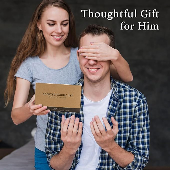 2 Pack Men Candles | Smoke & Vanilla + Vintage Leather - Scented Candles for Men - Masculines Candle - Soy Candle for Home Scented, Man Gifts, Black Jar - 7oz-CasaMuseHome