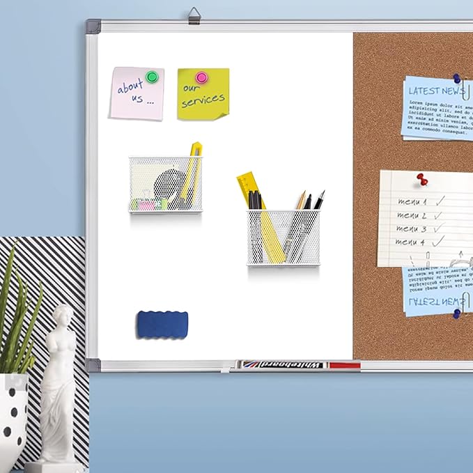 4.5'' × 2.2'' × 3.5'' Magnetic Basket for Whiteboard White Magnetic Basket for Fridge Magnetic Organizer Holder with 4 Strong Magnets Magnetic Holder for Refrigerator Locker-CasaMuseHome