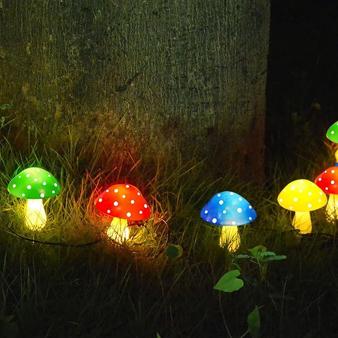 8-Pack Solar Mushroom Lights for Garden Decor, 8 Modes Waterproof Outdoor Garden Mushroom Lamp, Multi-Colored Solar LED Fairy Lights for Christmas Halloween Yard Lawn-CasaMuseHome