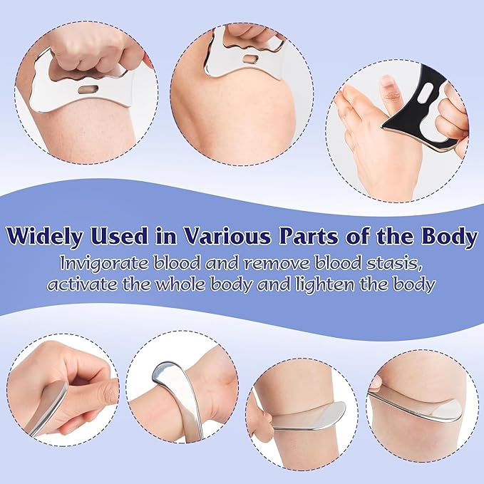 3 in 1 Guasha Massage Tool, Grade Stainless Steel Scraping Tool for Soft Tissue Upgrade Physical Therapy Stuff,Used for Back, Legs, Arms,Neck,Shoulder, Gua sha Tool… (Square+S-Shape+D-Shape)-CasaMuseHome