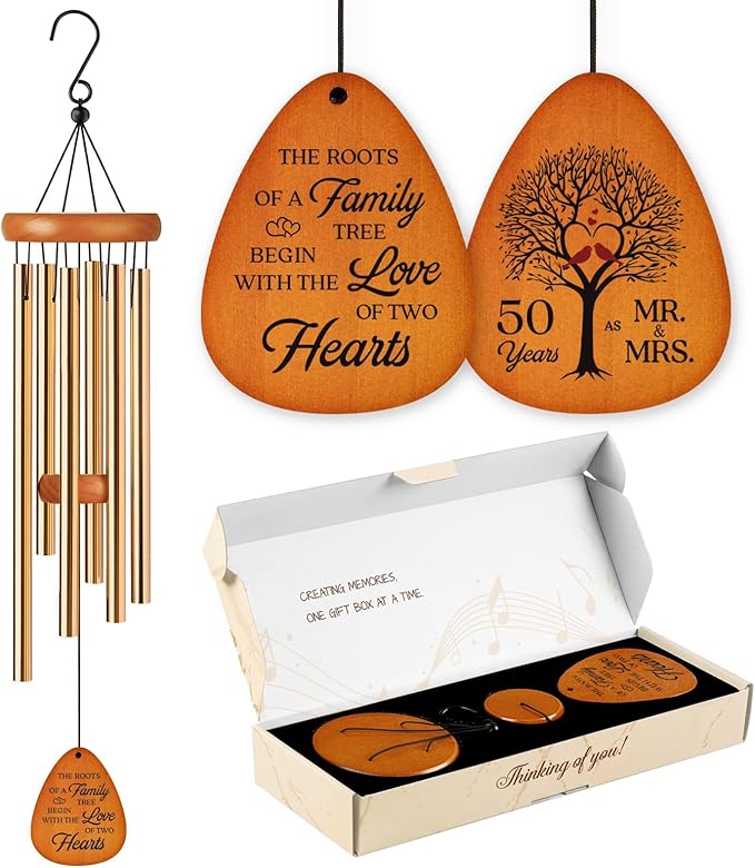 50th Wedding Anniversary Wind Chime, Happy 50th Anniversary Romantic Gifts for Couple, Parents, Wife, Husband, Friends, Golden Anniversarys Keepsake Gifts Ideas-CasaMuseHome
