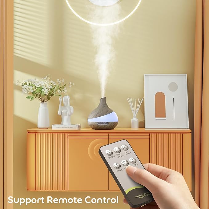 500ML Essential Oil Diffuser: Aroma Diffuser with Remote Control for Hotel Spa Yoga Room - Humidifiers for Bedroom with 14 Colors LED Night Light for Kids/Women Home Relaxation-CasaMuseHome
