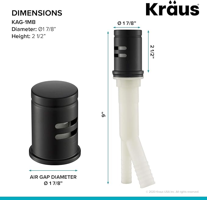 KRAUS Dishwasher Air Gap in Matte Black, KAG-1MB