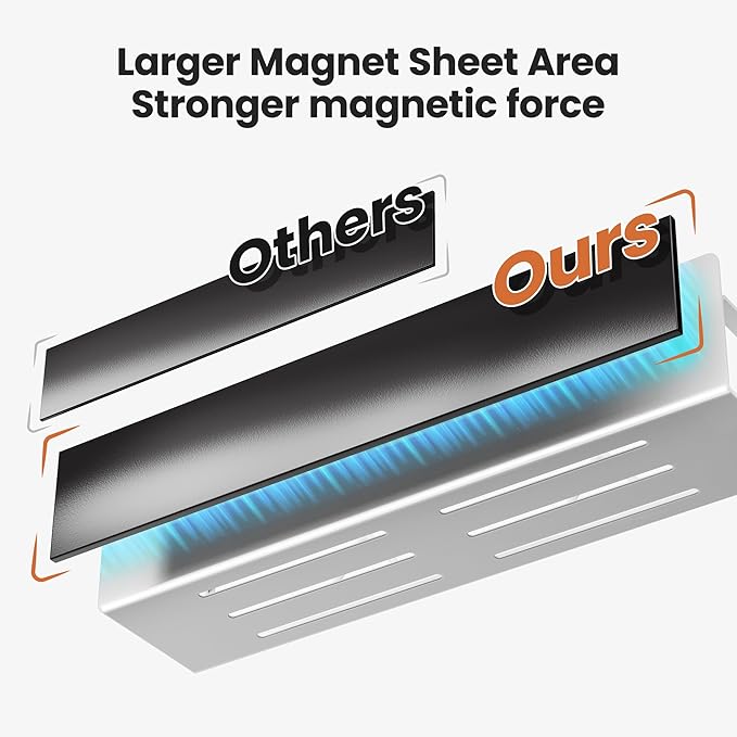 16.9 Inch Wide Large Capacity Magnetic Spice Rack for Refrigerator, 4 Pack Metal Fridge Shelf, White-CasaMuseHome