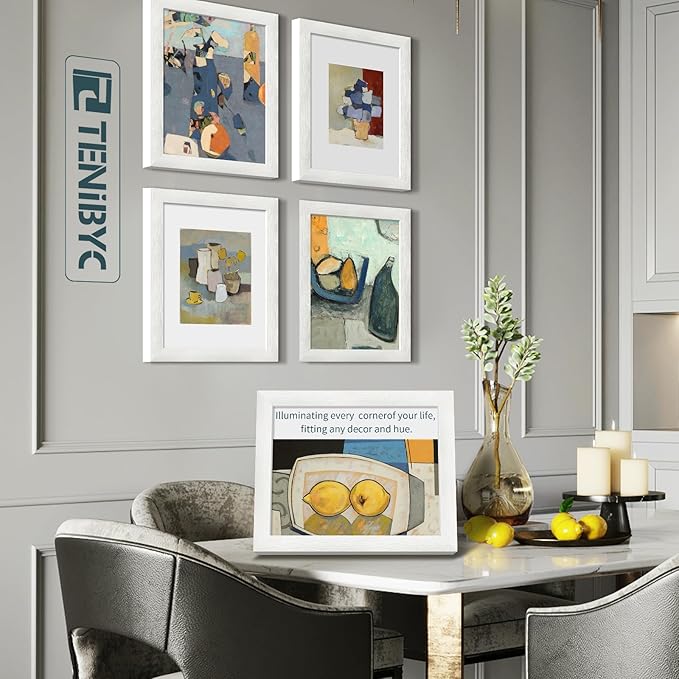 8.5x11 Picture Frame Set of 3 - White Woodgrain, Solid Wood & HD Tempered Glass, Table Display or Wall Hanging-CasaMuseHome