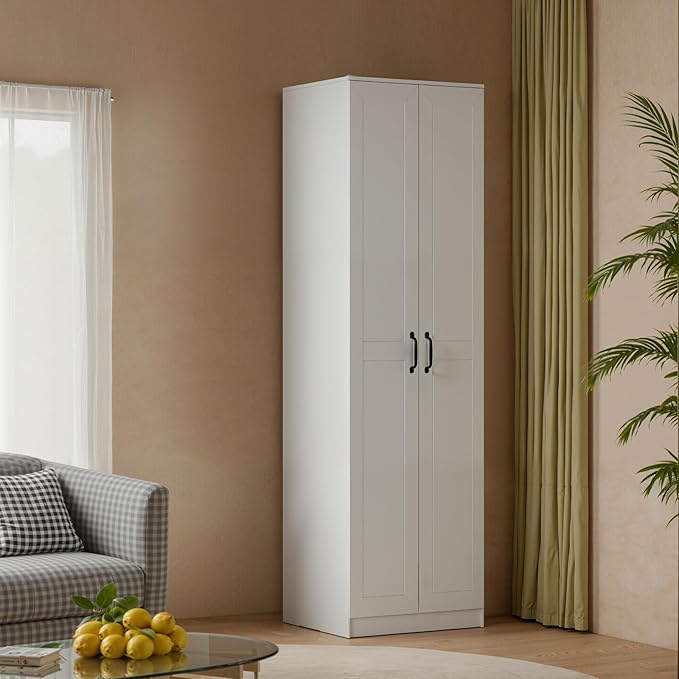 71" Tall Pantry Cabinet/Storage Cabinet, Wood Cupboard with 2 Door and 3 Adjustable Shelves for Kitchen, Dining Room, Living Room, Bathroom (Style 2)-CasaMuseHome