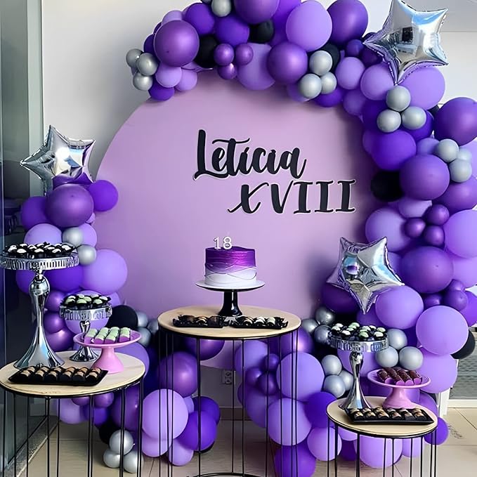 130pcs Dark Purple Balloons Different Sizes 18" 12" 10" 5" Party Latex Balloons for Birthday Halloween Graduation Baby Shower Anniversary Party Decorations-CasaMuseHome