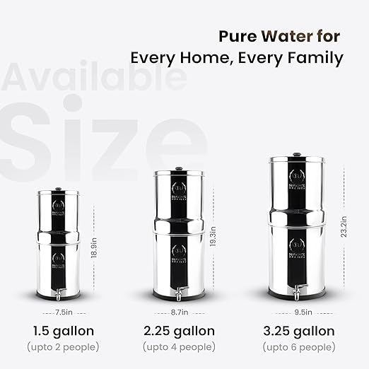 1.5 Gallons NSF Certified AISI 304 Stainless Steel Water Filter with 2 Smart Carbon (Black) Filters, 2 POSTreat Steel Fluoride Removal Elements & Free Stainless Steel Spigot-CasaMuseHome