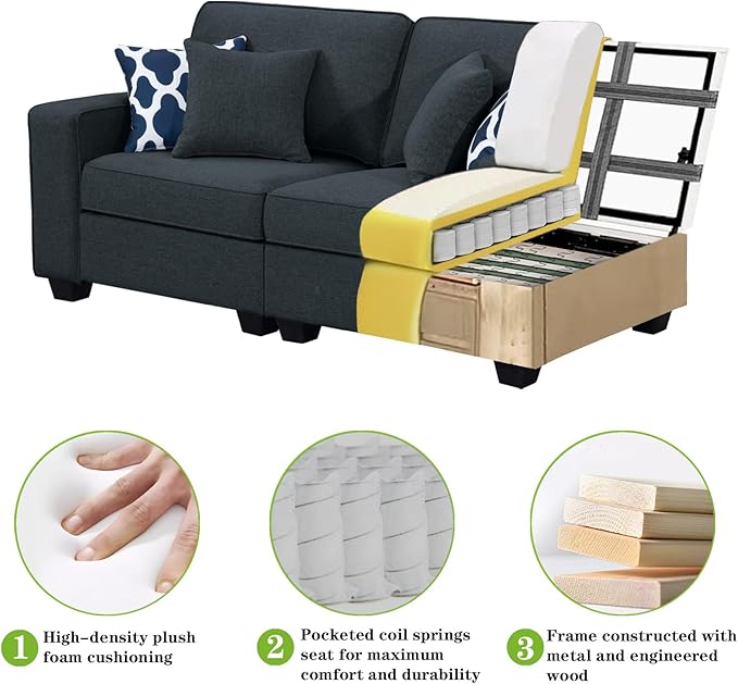 L Lengend Vansen Modular Sectional Sofa U Shaped Couch with Ottoman Modern Reversible Corner Sectional Couch for Living Room (Charcoal, U Shaped Sofa-4)-CasaMuseHome