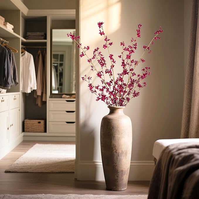 4Pcs Fake Flowers Blossom Branches Artificial Flowers for Indoor Decor, Faux Long Stem Realistic Indoor Plants for Vase Wedding Home Office Bedroom Party Table Centerpieces Decor-CasaMuseHome