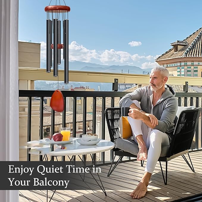 28" Black Wind Chimes for Mothers Day, Decorative Wind Chimes for Outside, Memorial Windchimes Remembrance Gift for Women Mom Grandma, Metal Windchime Outdoor Decor for Garden Patio Zen-CasaMuseHome