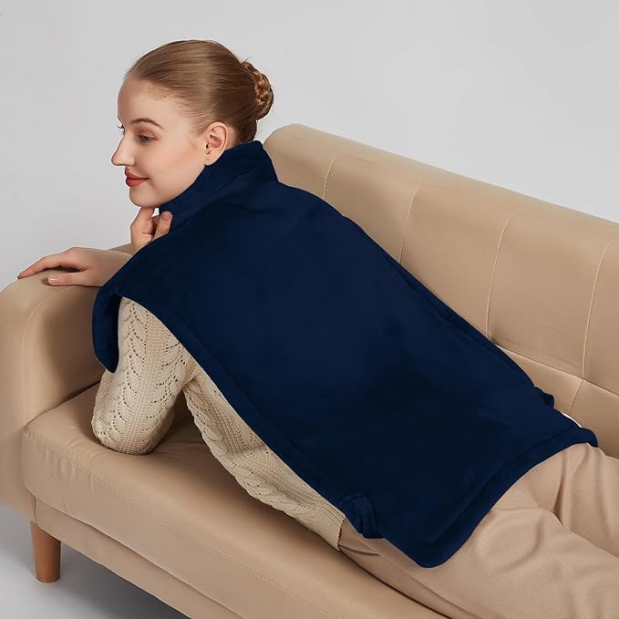 26" x 35" Flannel Neck&Shoulder&Back Heating Pad with 12 Temperature Settings&Countdown Timer, Pain Relief for Back/Neck/Shoulders/Menstrual Pain, Christmas Gifts for Women Men Mom Dad(Navy Blue)-CasaMuseHome