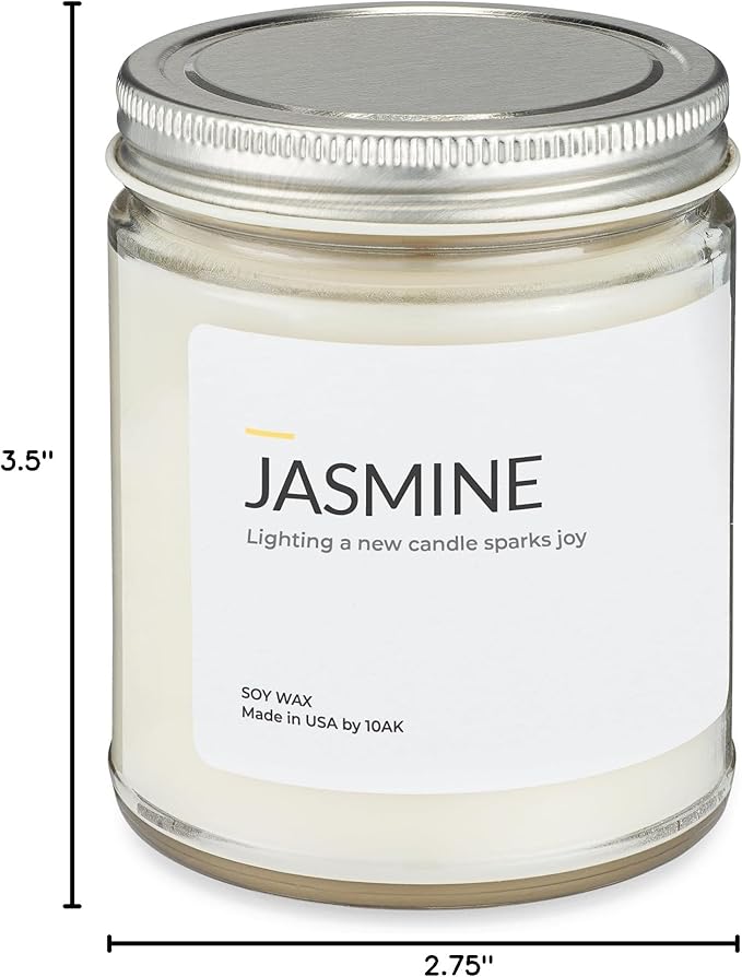 1OAK Jasmine Candle - Soy Wax Scented Candles (Jasmine) - Soy Candles for Home Scented - Long Burning Premium - Hand-Poured (7oz.)-CasaMuseHome