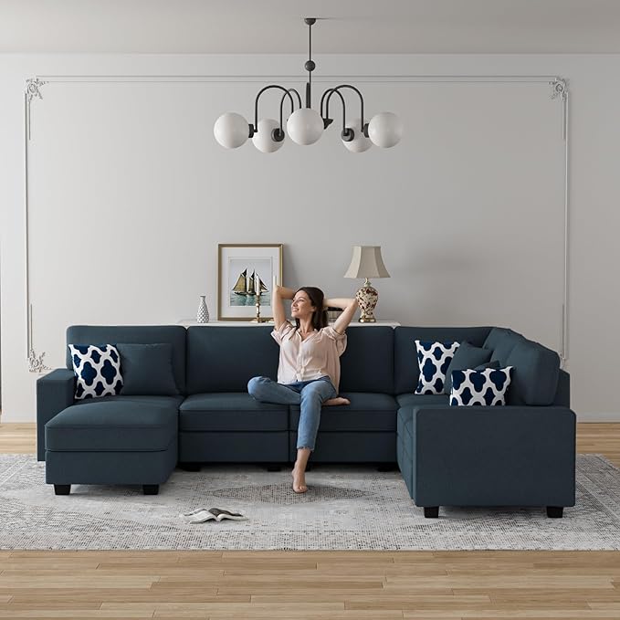 L Lengend Vansen Modular Sectional Sofa U Shaped Couch with Ottoman Modern Reversible Corner Sectional Couch for Living Room (Charcoal, U Shaped Sofa-2)-CasaMuseHome