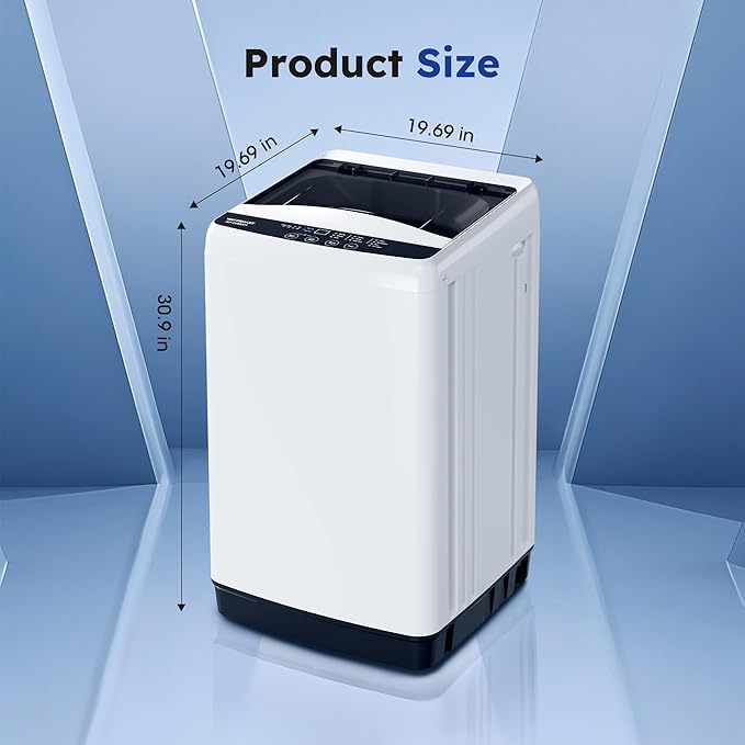 1.0 Cu.ft Portable Washing Machine for Home & Apartment, Full-Automatic Clothes Washer with 6 Water Level & 10 Wash Cycles, Drain Hose Included, White-CasaMuseHome