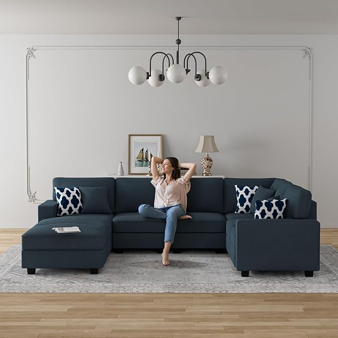 L Lengend Vansen Modular Sectional Sofa U Shaped Couch with Ottoman Modern Reversible Corner Sectional Couch for Living Room (Charcoal, U Shaped Sofa-3)-CasaMuseHome