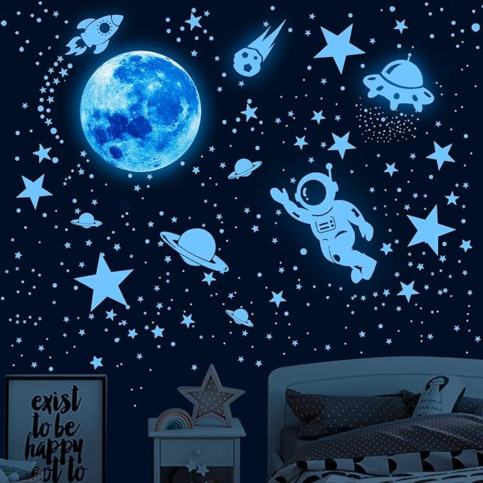 530Pcs Glowing Stars for Ceiling,Glow in The Dark Stars,Space Wall Decals Solar System Galaxy Planets Wall Stickers for Kids, Wall Decor for Girls Kids Bedroom Nursery Birthday Party Favor-CasaMuseHome